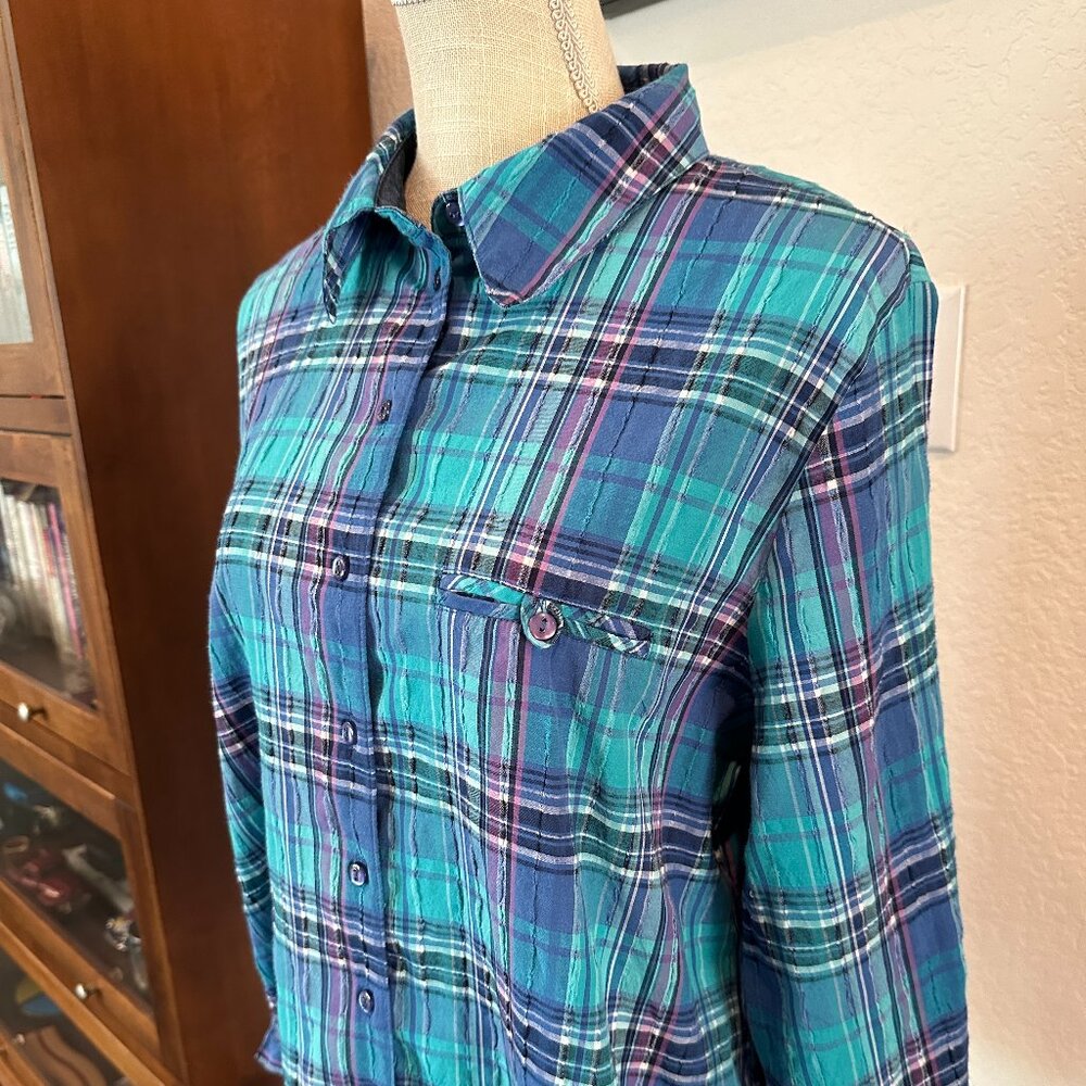 ALLISON DALEY Ultramarine Blue Plaid Top - Picture 6 of 9